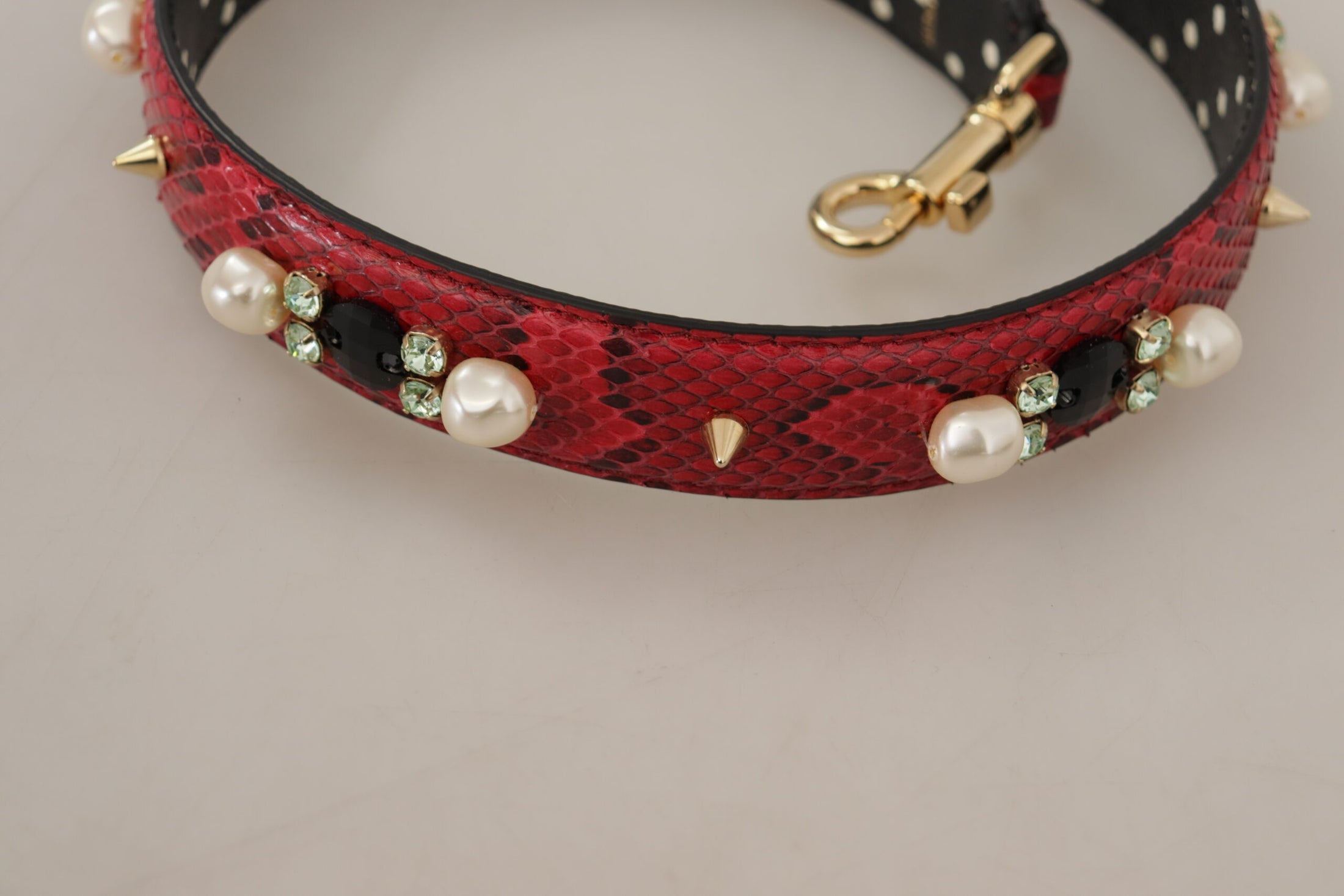 Dolce &amp; Gabbana Elegant shoulder strap made of red python leather