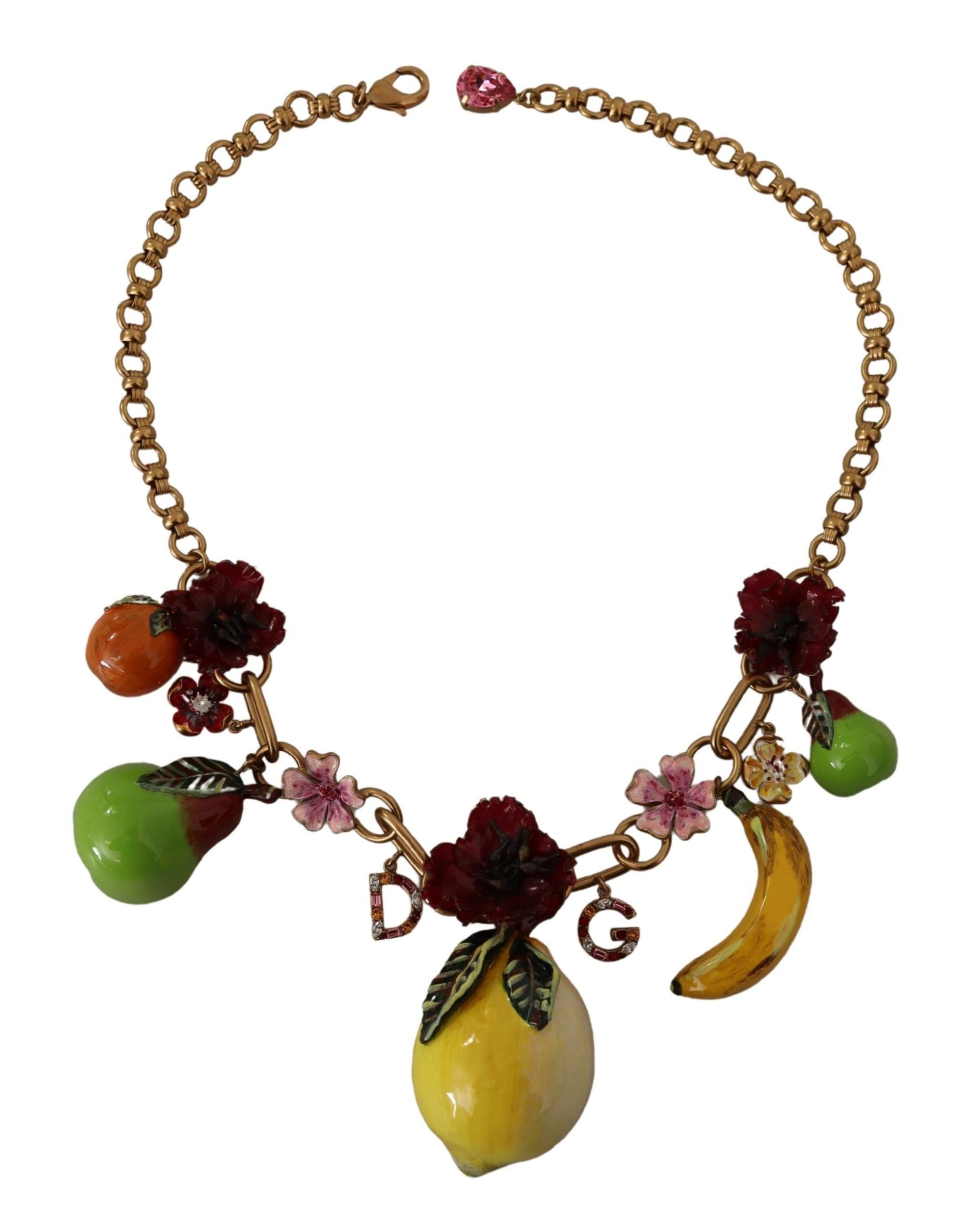 Dolce &amp; Gabbana Chic Gold Statement Sicily Fruit Necklace