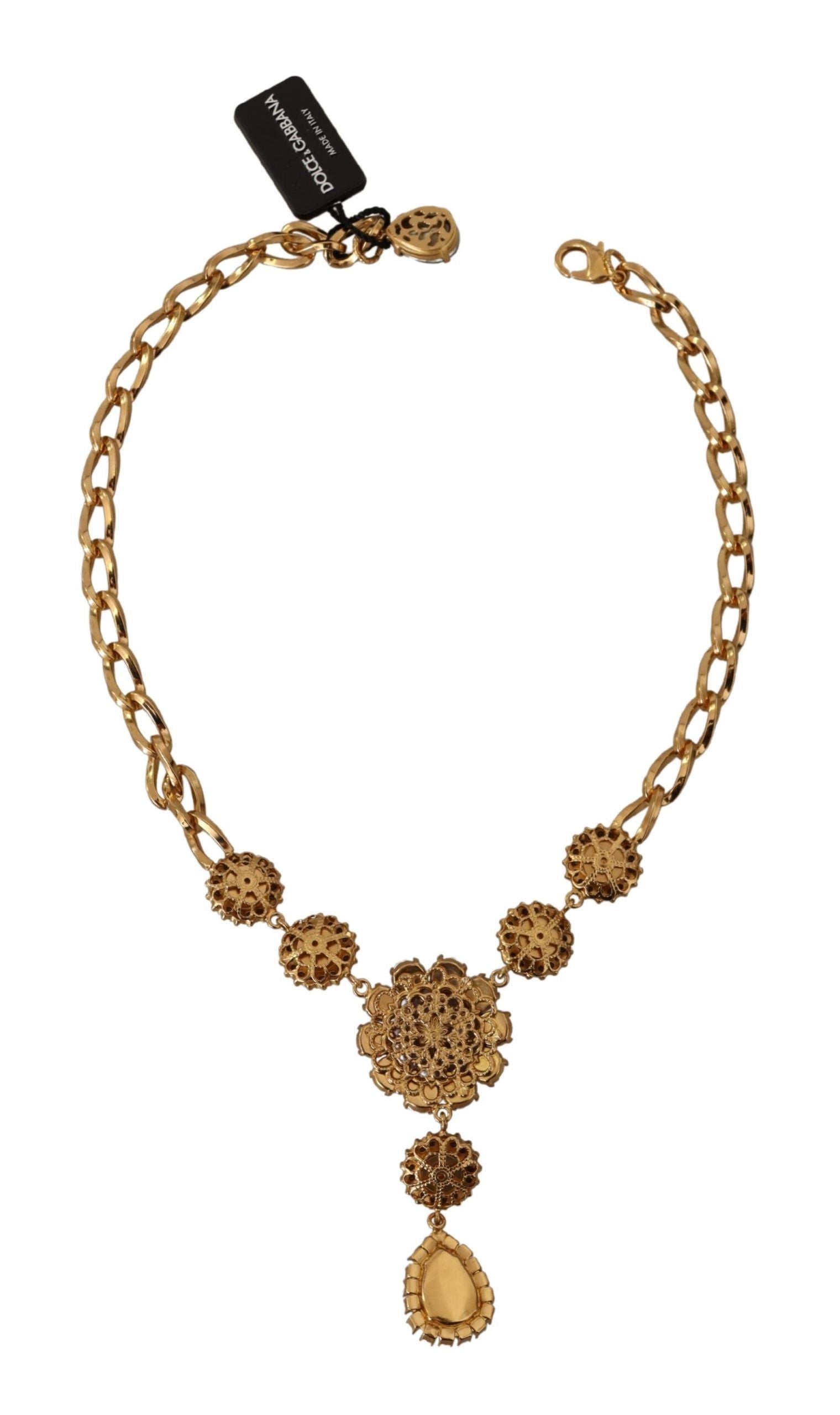 Dolce &amp; Gabbana Elegant floral crystal necklace