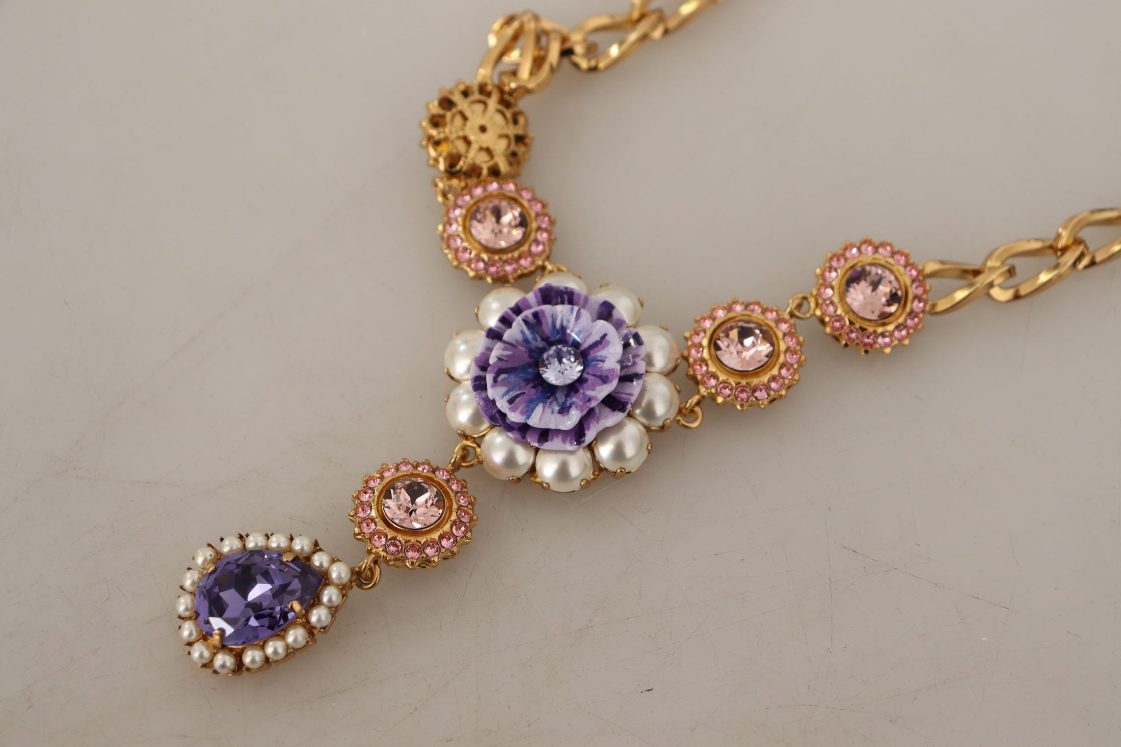 Dolce &amp; Gabbana Elegant floral crystal necklace