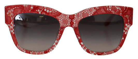 Dolce & Gabbana Elegante rote Sonnenbrille mit Spitzendetail