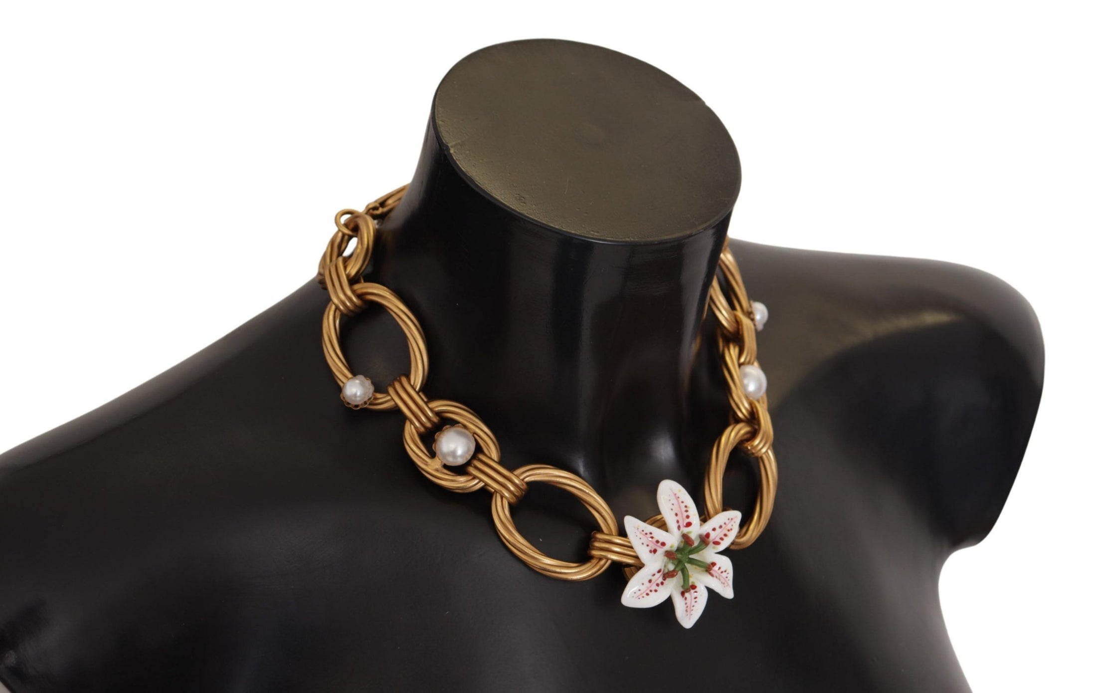 Dolce &amp; Gabbana Elegant Gold Lily Flower Pendant Necklace