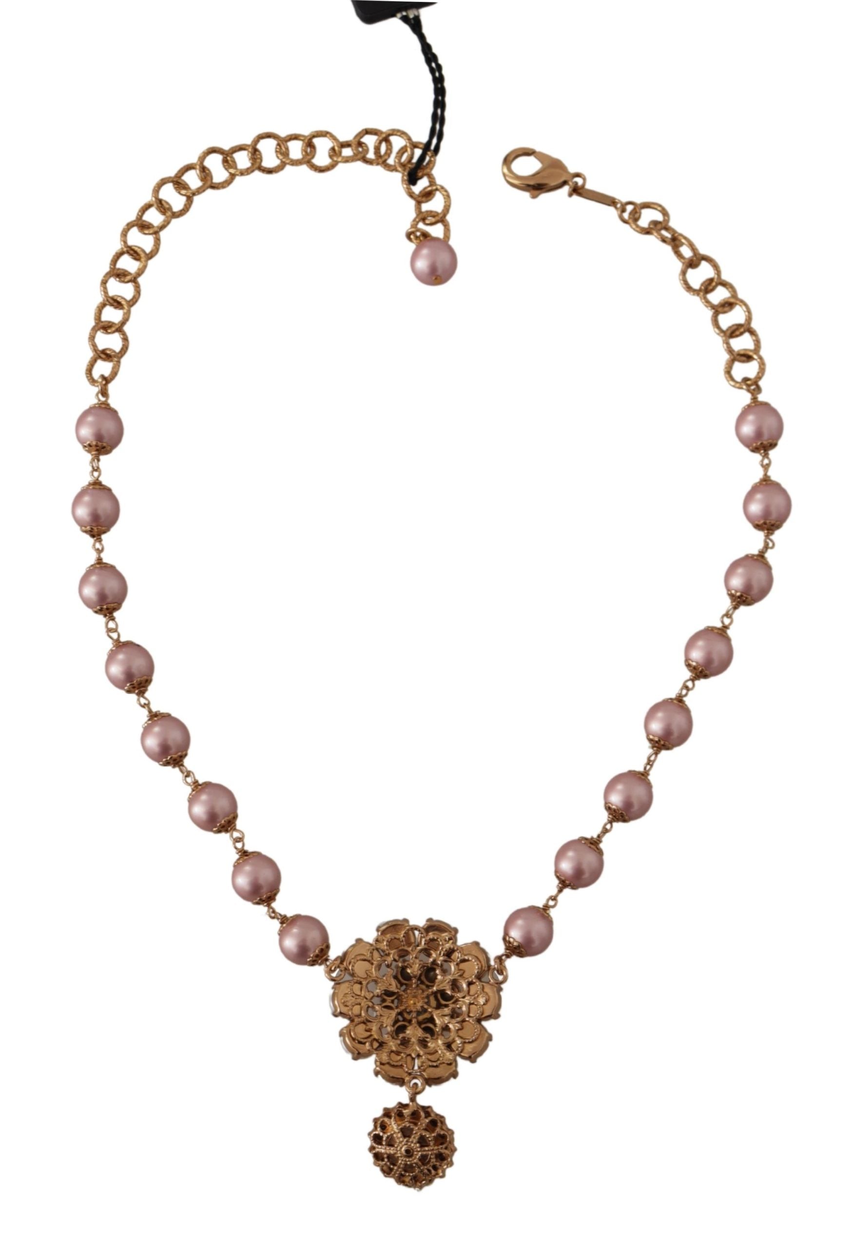 Dolce &amp; Gabbana Elegant floral necklace with gold crystal