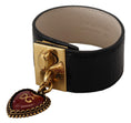 Bild in Galerie-Betrachter laden, Dolce & Gabbana Elegantes schwarzes Lederarmband mit goldenen Details
