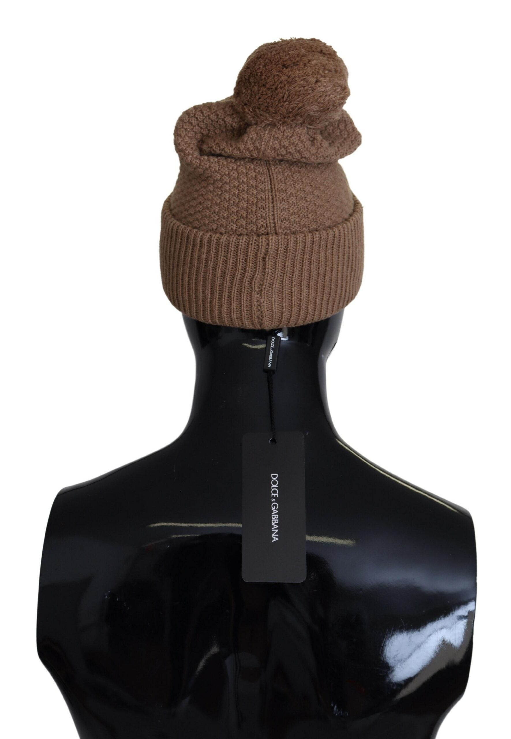 Dolce &amp; Gabbana Elegant camel knit hat with fur trim