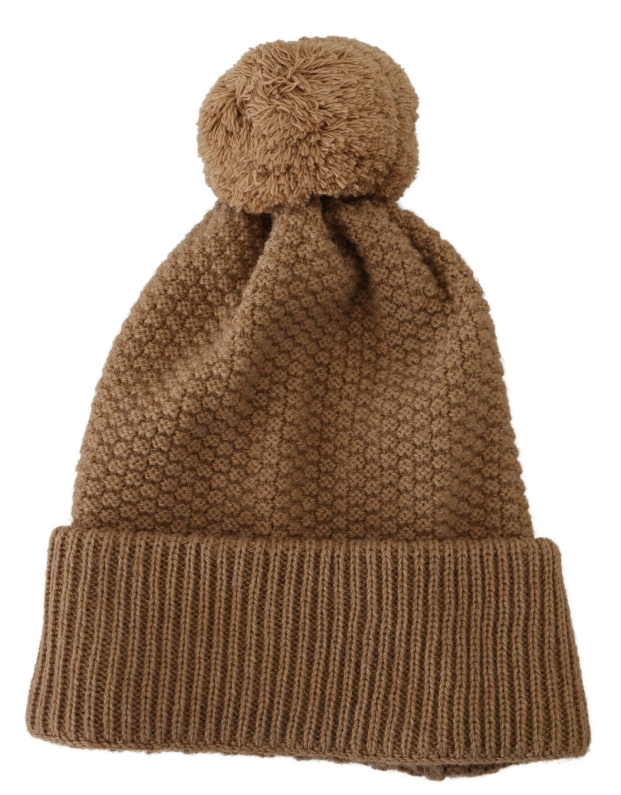 Dolce &amp; Gabbana Elegant camel knit hat with fur trim