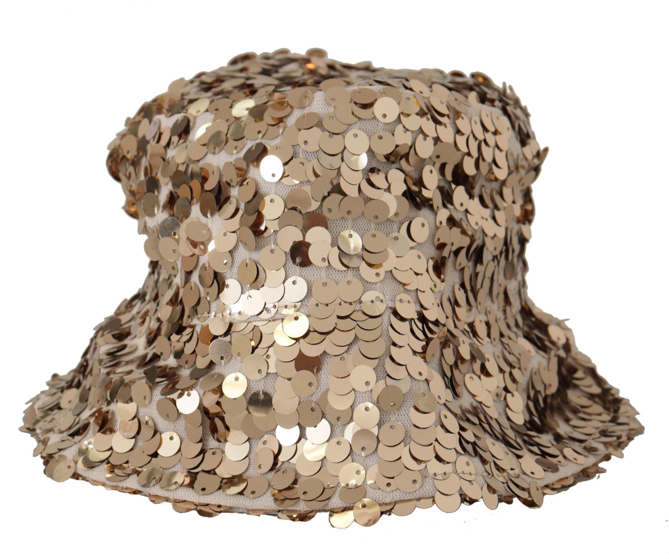 Dolce &amp; Gabbana Elegant Gold Sequin Bucket Hat