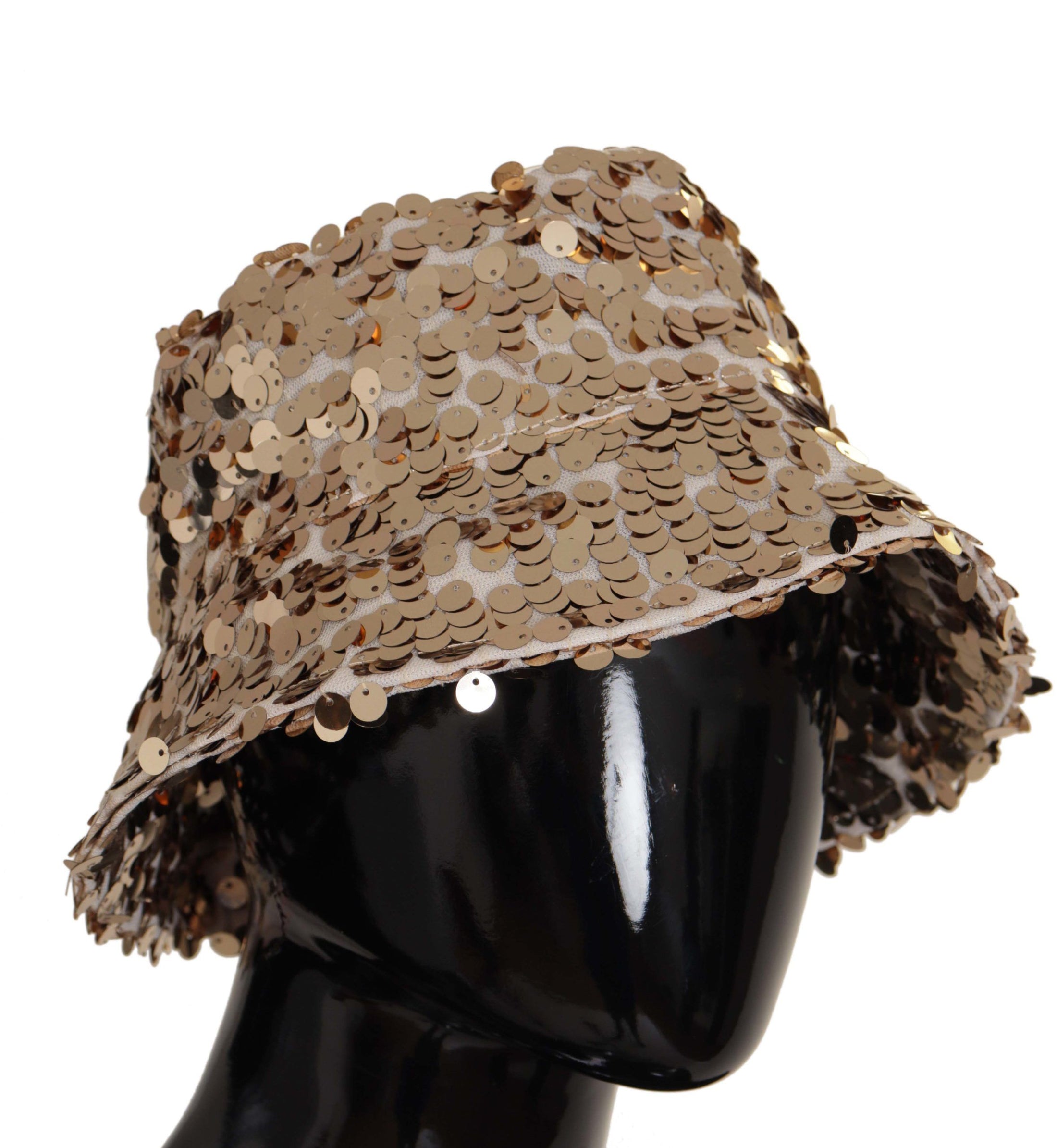 Dolce &amp; Gabbana Elegant Gold Sequin Bucket Hat