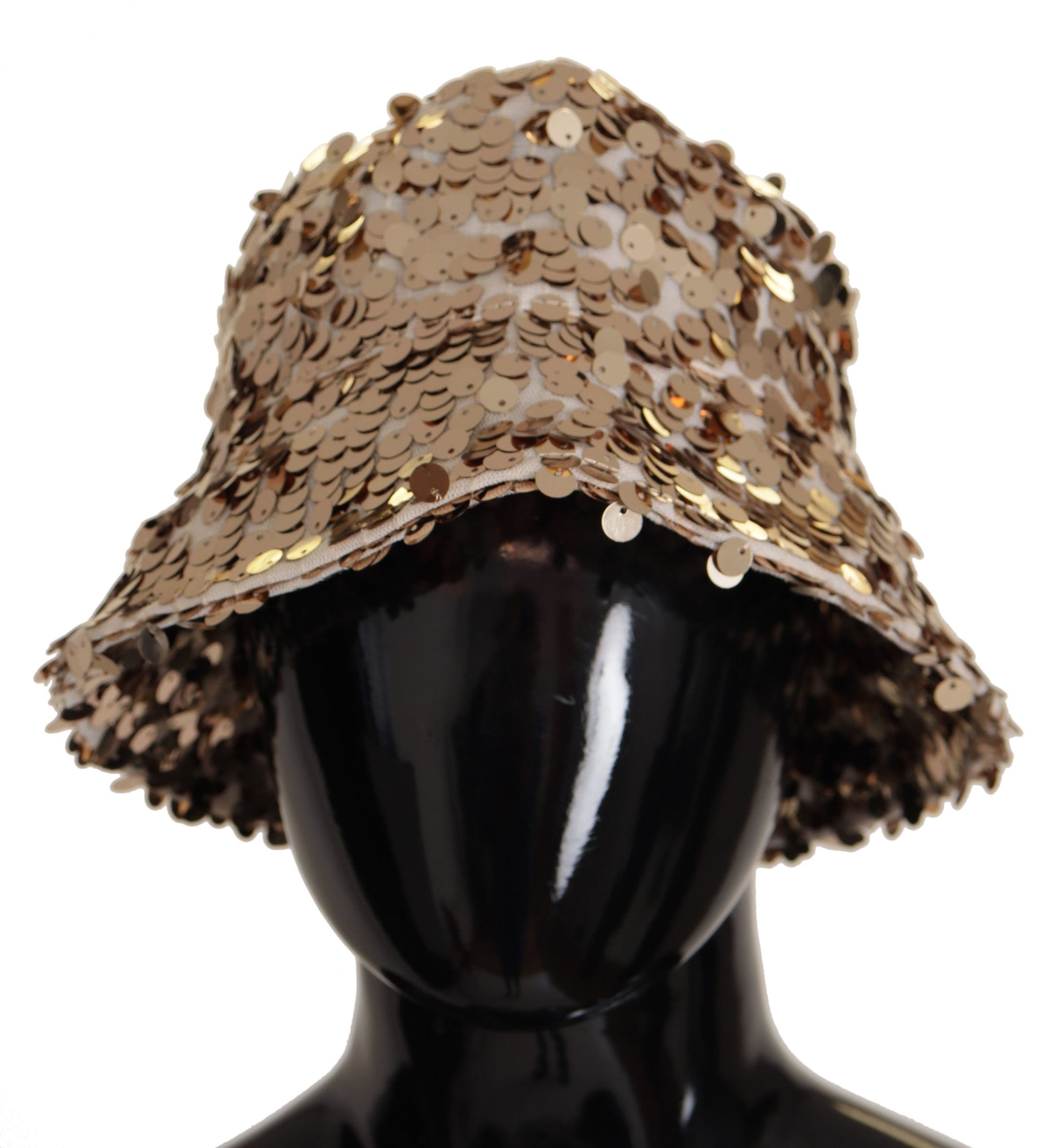 Dolce &amp; Gabbana Elegant Gold Sequin Bucket Hat