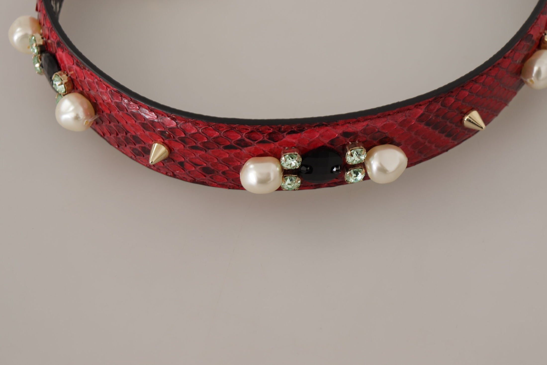 Dolce &amp; Gabbana Elegant shoulder strap made of red python leather