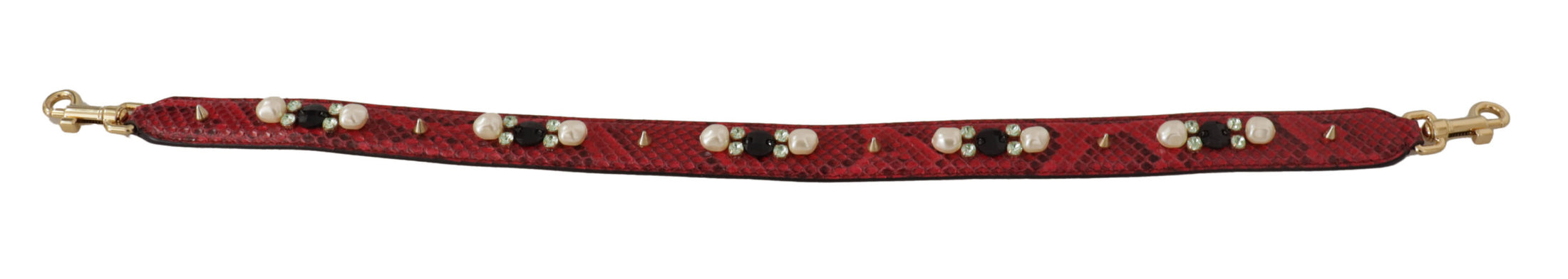 Dolce &amp; Gabbana Elegant shoulder strap made of red python leather