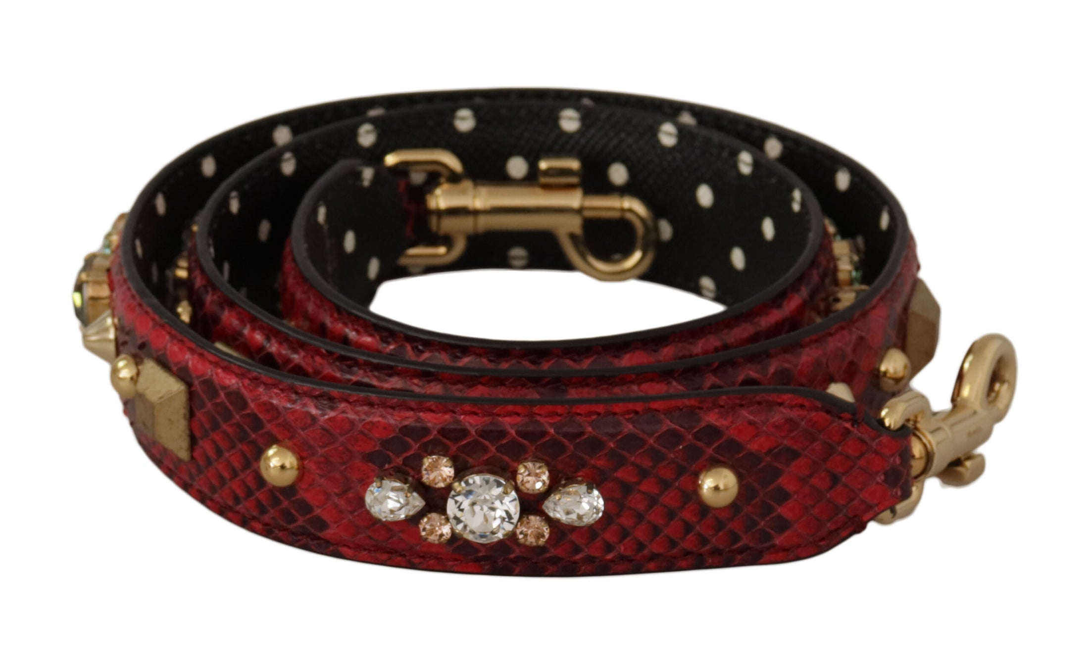 Dolce &amp; Gabbana Red Python Leather Shoulder Bag Strap