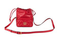 Bild in Galerie-Betrachter laden, Versace Rote gesteppte Leder-Schultertasche mit Kordelzug Bucket Crossbody Handtasche
