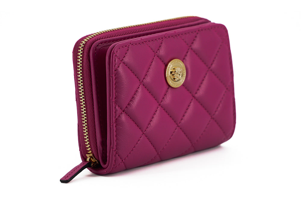 Versace Elegant quilted leather wallet in purple