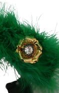 Load image into Gallery viewer, Dolce & Gabbana Elegant emerald green silk headband with floral pattern
